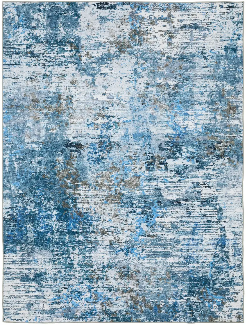 Ivory Abstract Distressed Area Rug Photo 2