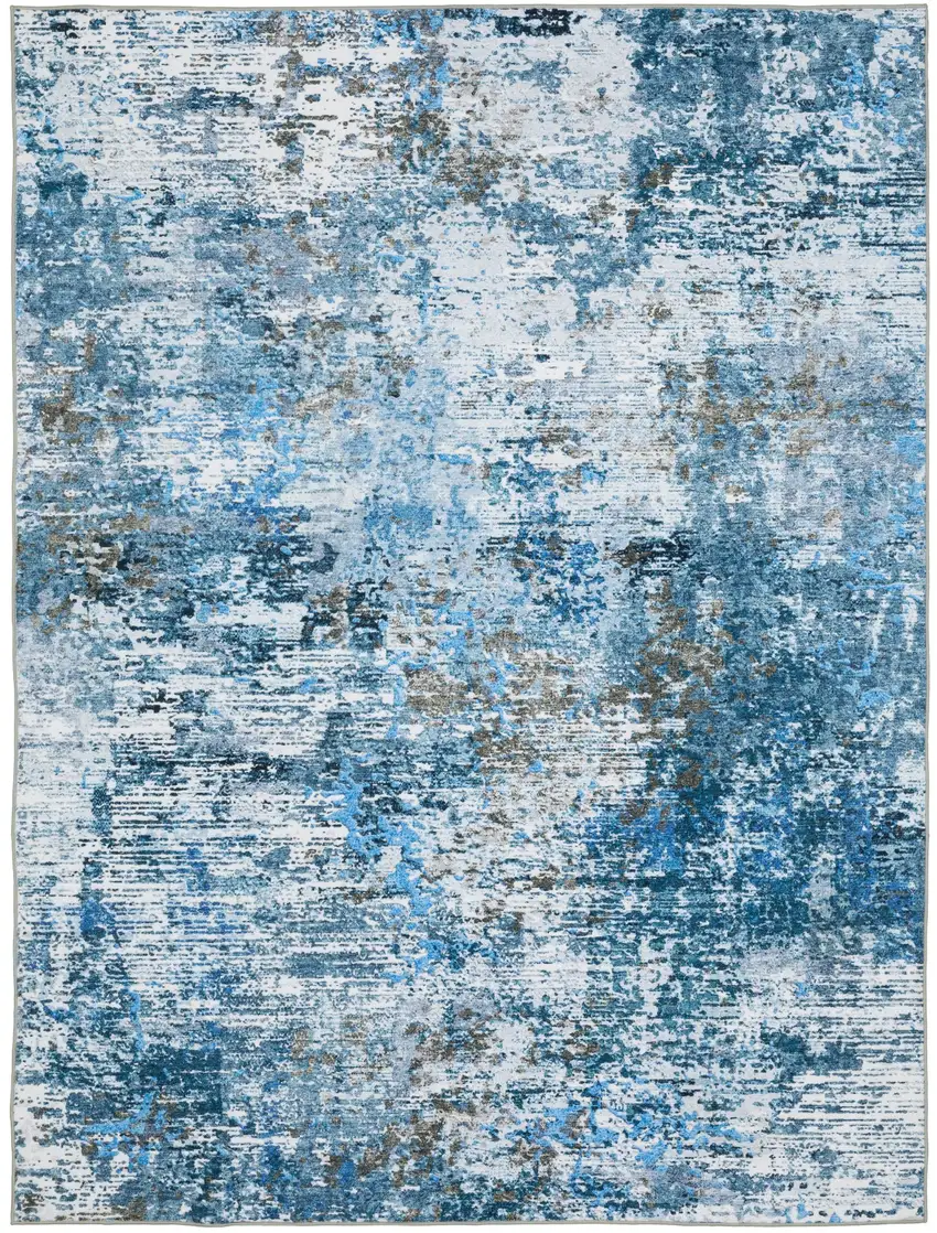 Ivory Abstract Distressed Area Rug Photo 5