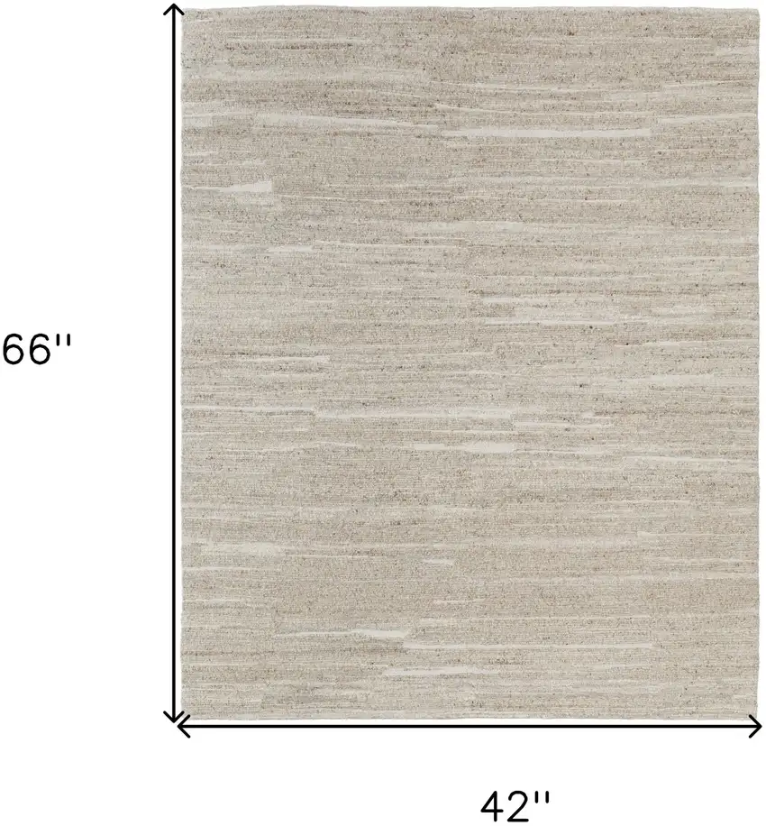 Ivory Abstract Hand Woven Worn Faded Area Rug Photo 3