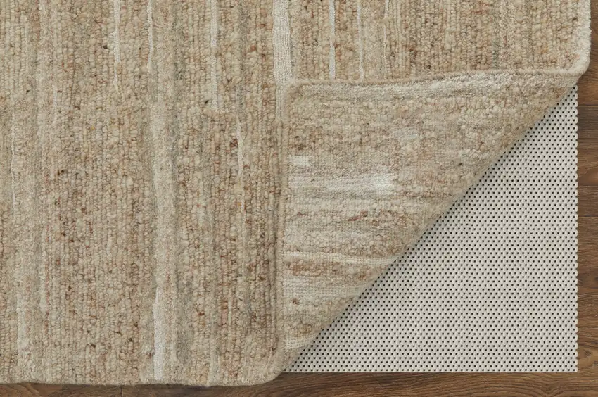 Ivory Abstract Hand Woven Worn Faded Area Rug Photo 7