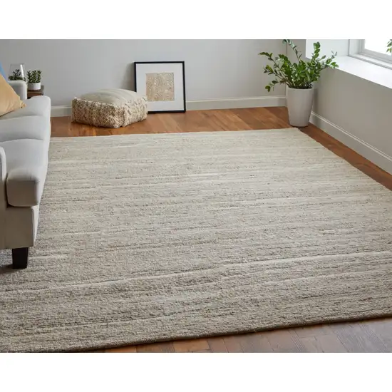 Ivory Abstract Hand Woven Worn Faded Area Rug Photo 9