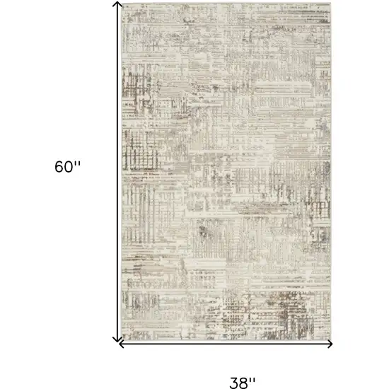 Ivory Abstract Power Loom Area Rug Photo 3