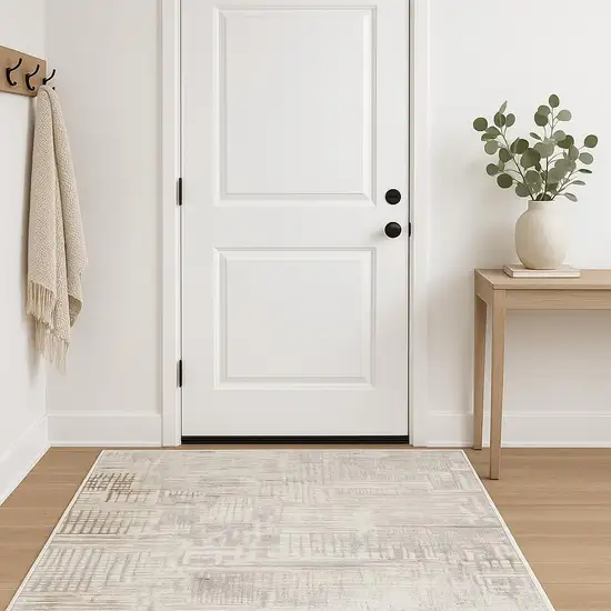 Ivory Abstract Power Loom Area Rug Photo 1