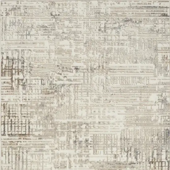 Ivory Abstract Power Loom Area Rug Photo 4