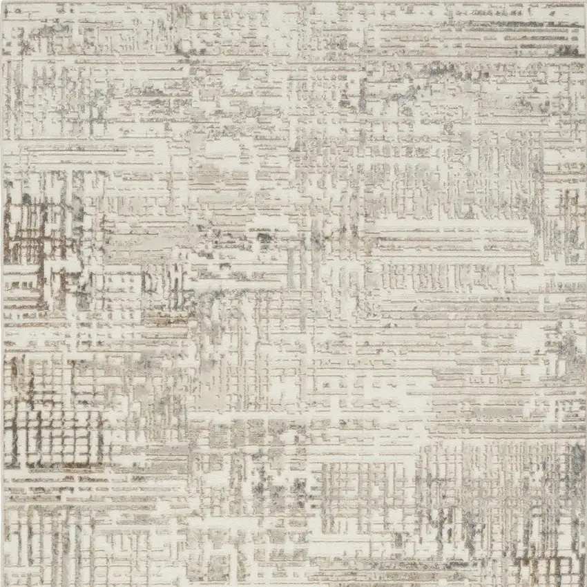 Ivory Abstract Power Loom Area Rug Photo 4