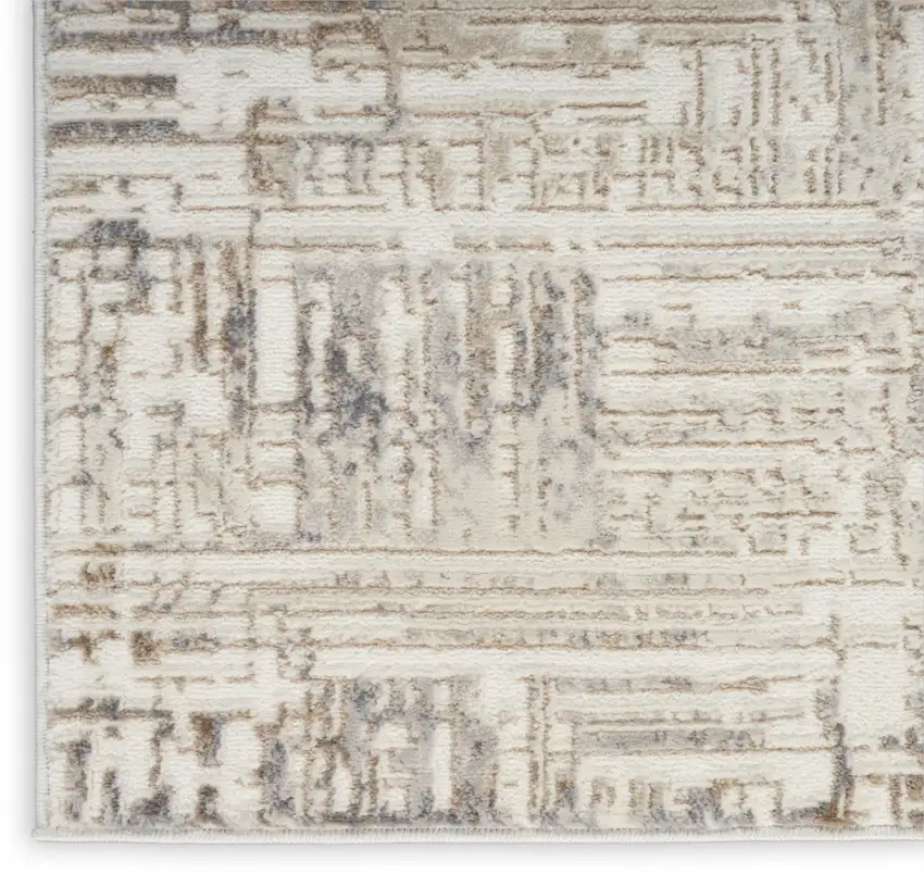 Ivory Abstract Power Loom Area Rug Photo 8