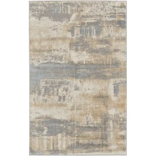 Ivory Abstract Power Loom Area Rug Photo 2
