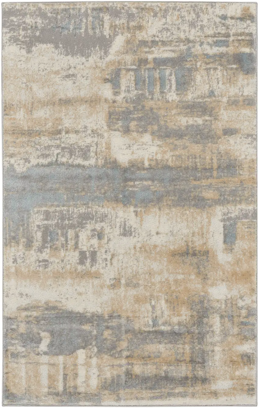Ivory Abstract Power Loom Area Rug Photo 2