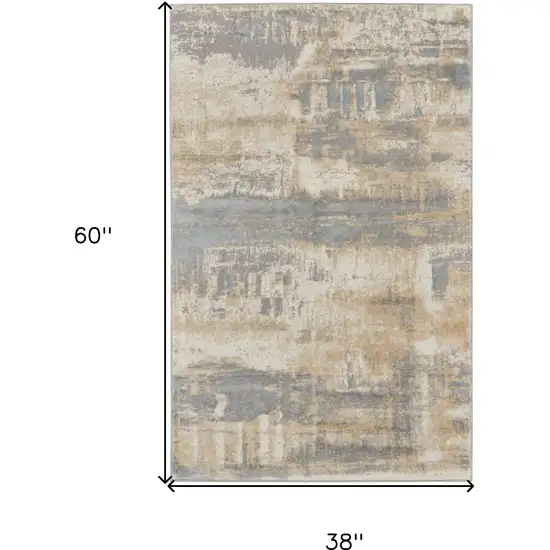 Ivory Abstract Power Loom Area Rug Photo 3