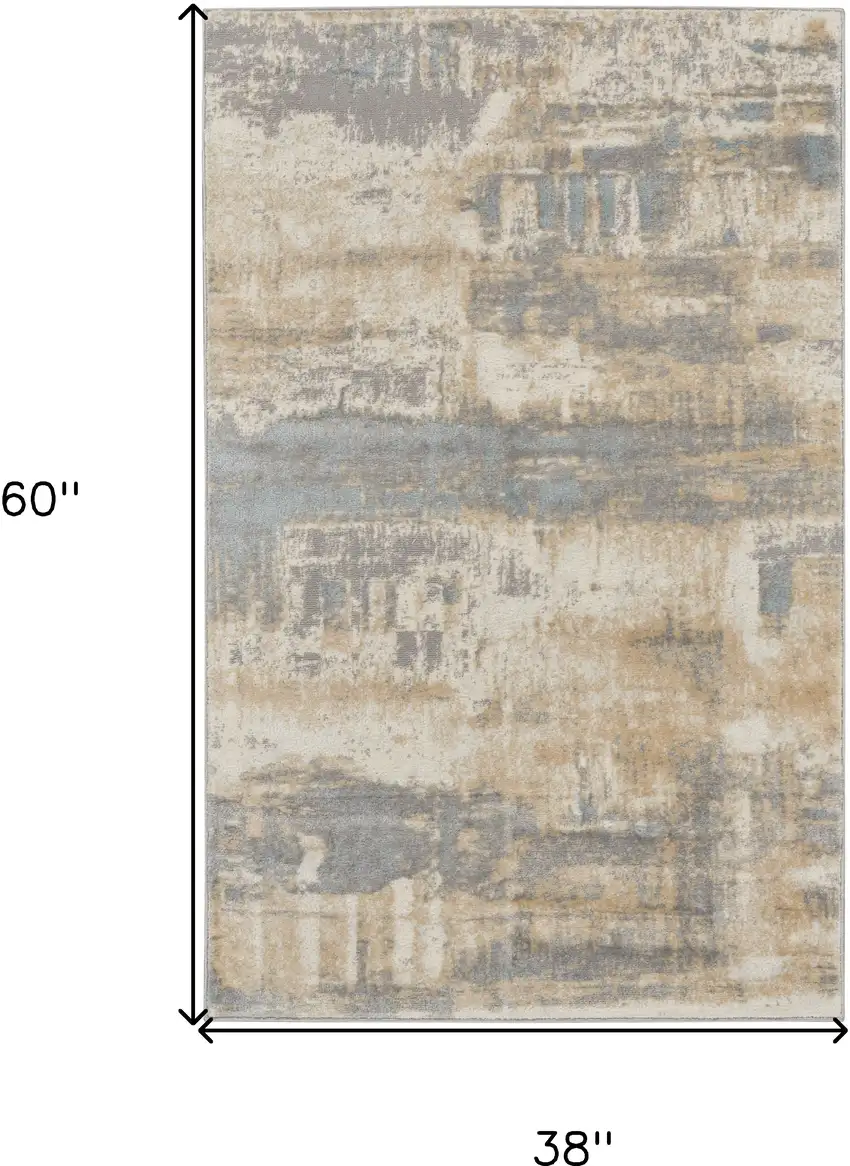 Ivory Abstract Power Loom Area Rug Photo 3