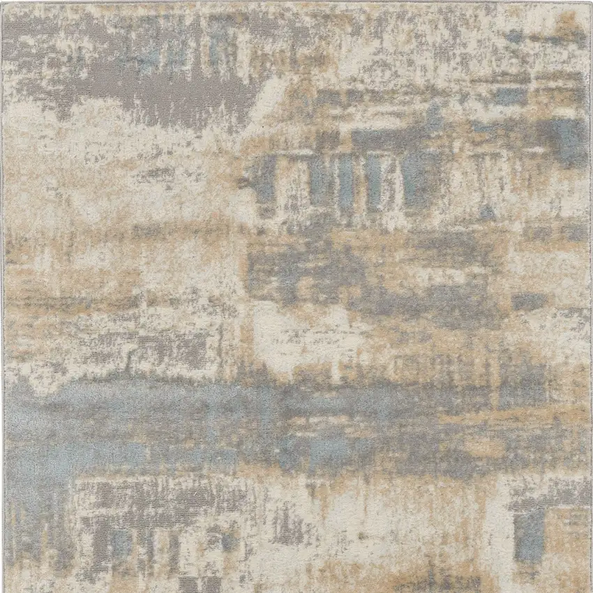 Ivory Abstract Power Loom Area Rug Photo 6