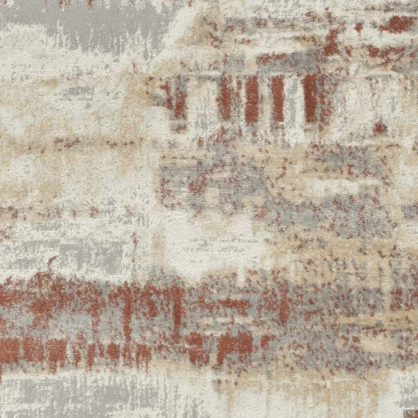 Ivory Abstract Power Loom Area Rug Photo 8