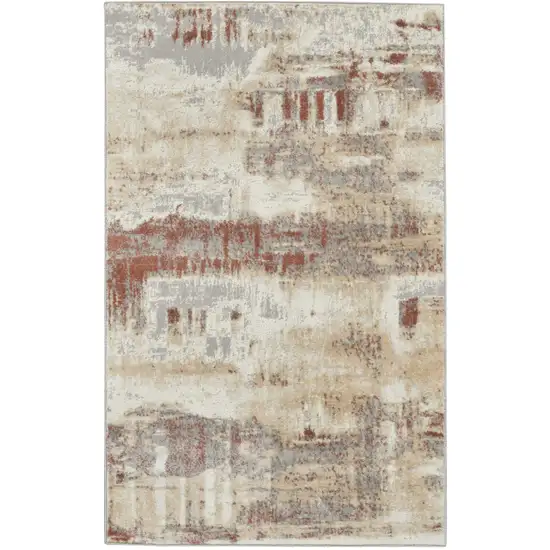 Ivory Abstract Power Loom Area Rug Photo 6