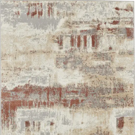 Ivory Abstract Power Loom Area Rug Photo 7