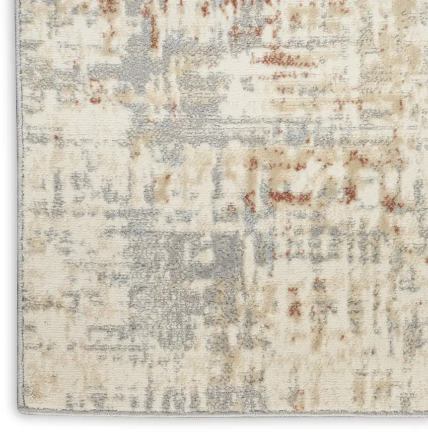 Ivory Abstract Power Loom Area Rug Photo 8