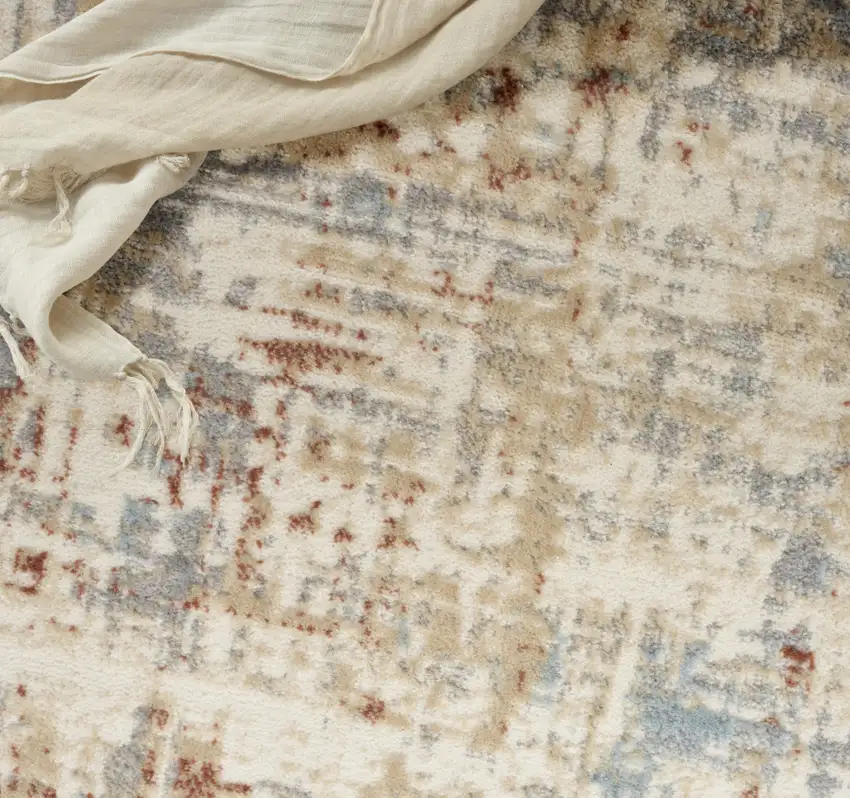 Ivory Abstract Power Loom Area Rug Photo 9