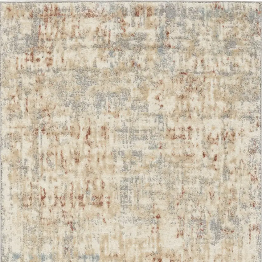 Ivory Abstract Power Loom Area Rug Photo 7