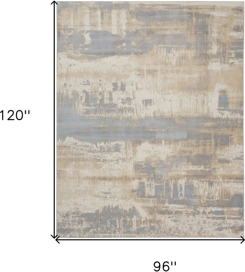 Ivory Abstract Power Loom Area Rug Photo 3