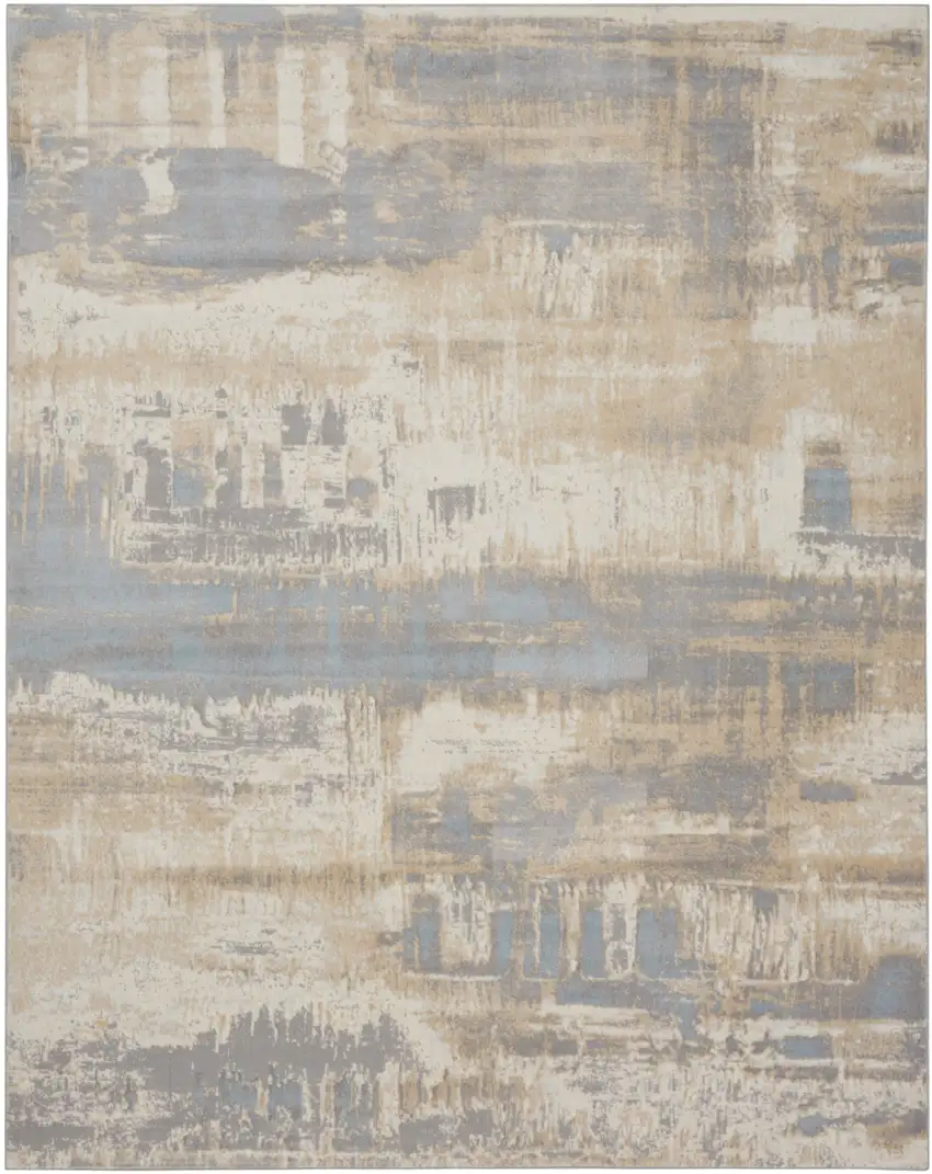 Ivory Abstract Power Loom Area Rug Photo 7