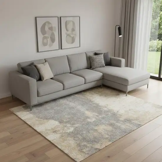 Ivory Abstract Power Loom Area Rug Photo 1