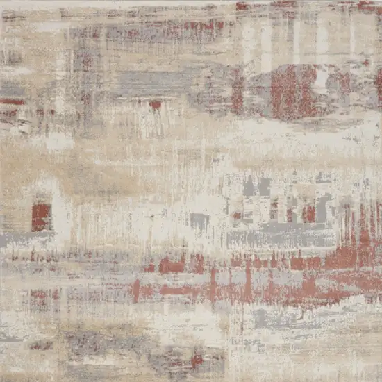 Ivory Abstract Power Loom Area Rug Photo 8