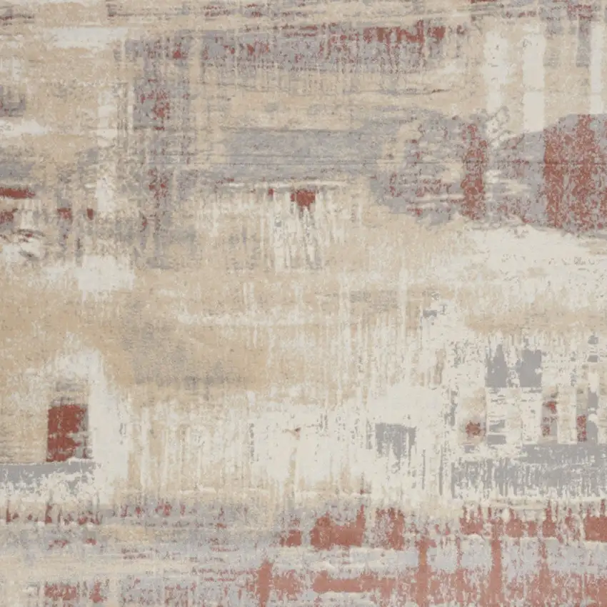 Ivory Abstract Power Loom Area Rug Photo 9