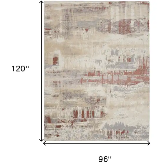 Ivory Abstract Power Loom Area Rug Photo 3