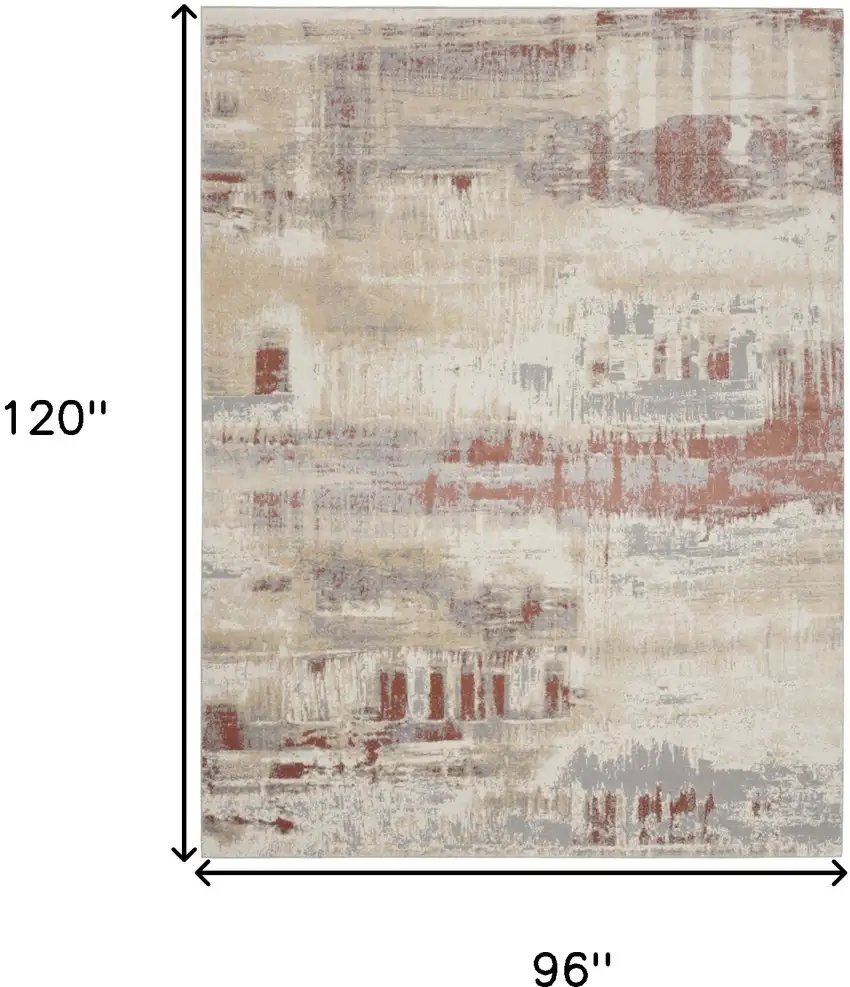 Ivory Abstract Power Loom Area Rug Photo 3