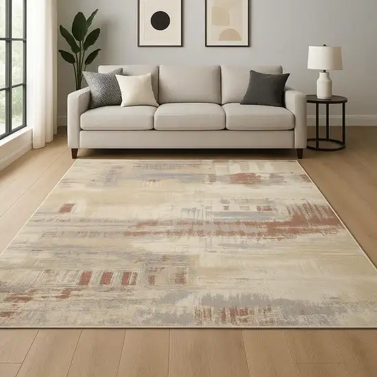 Ivory Abstract Power Loom Area Rug Photo 1