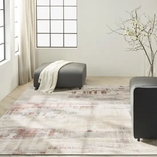 Ivory Abstract Power Loom Area Rug Photo 6