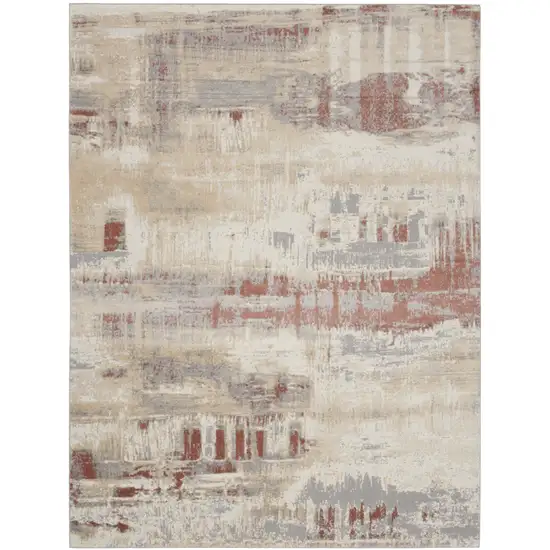 Ivory Abstract Power Loom Area Rug Photo 7