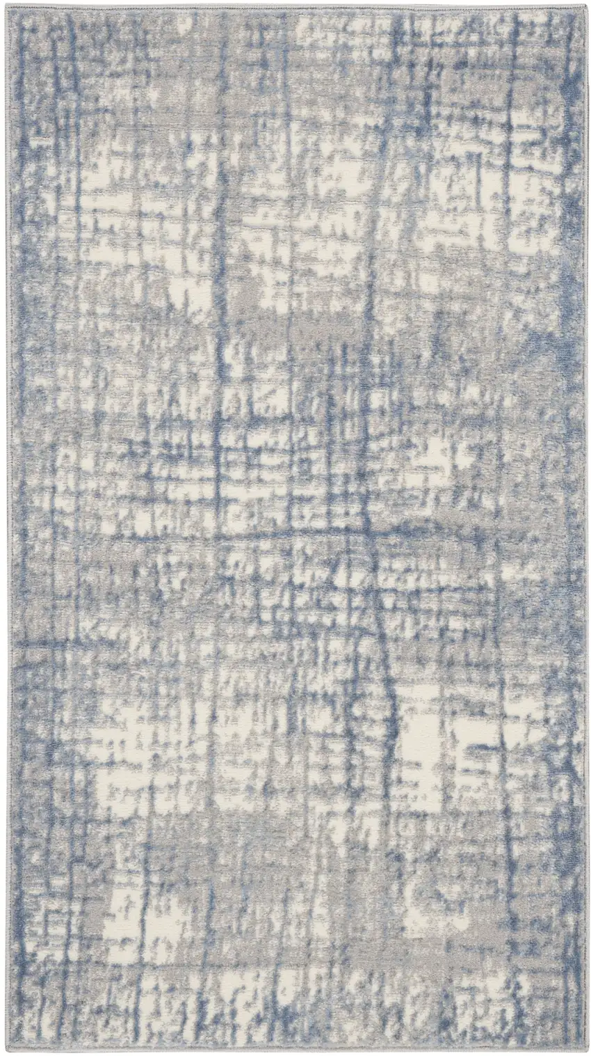 Ivory Abstract Power Loom Area Rug Photo 2