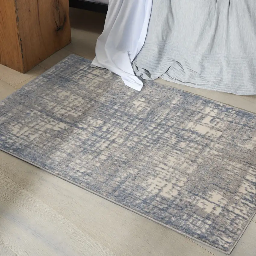 Ivory Abstract Power Loom Area Rug Photo 5