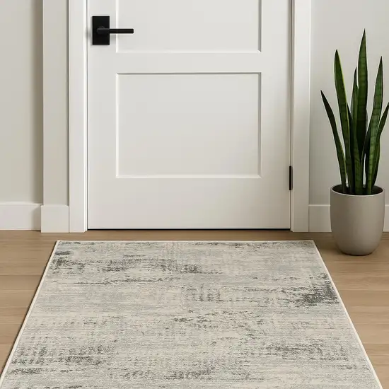 Ivory Abstract Power Loom Area Rug Photo 1