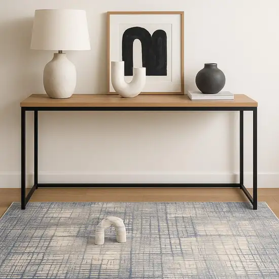 Ivory Abstract Power Loom Area Rug Photo 1