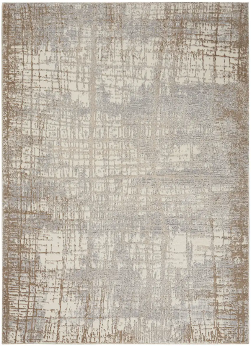 Ivory Abstract Power Loom Area Rug Photo 8