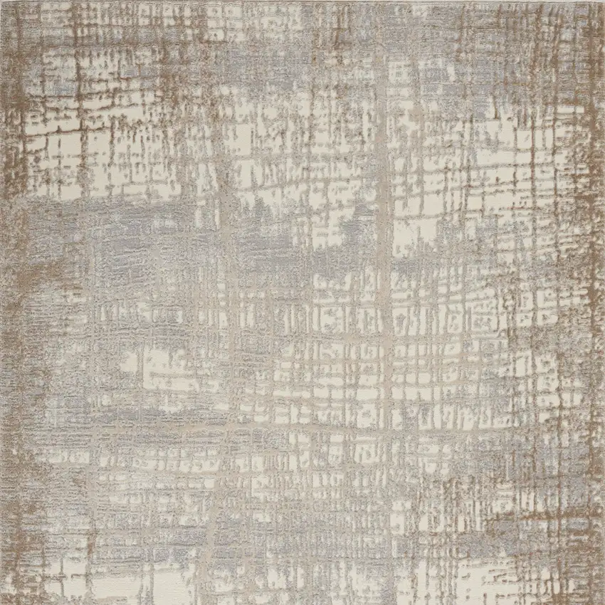 Ivory Abstract Power Loom Area Rug Photo 9