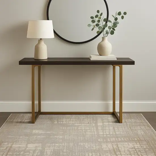 Ivory Abstract Power Loom Area Rug Photo 1