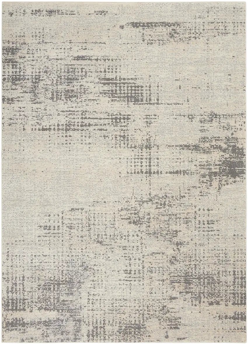 Ivory Abstract Power Loom Area Rug Photo 7