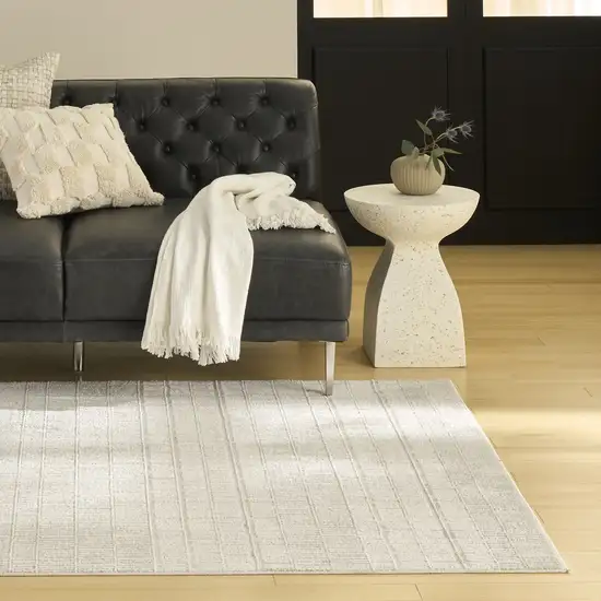 Ivory Abstract Power Loom Area Rug Photo 4