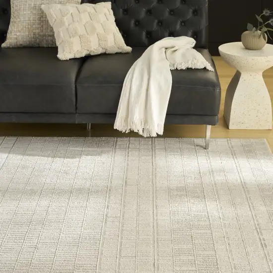Ivory Abstract Power Loom Area Rug Photo 5