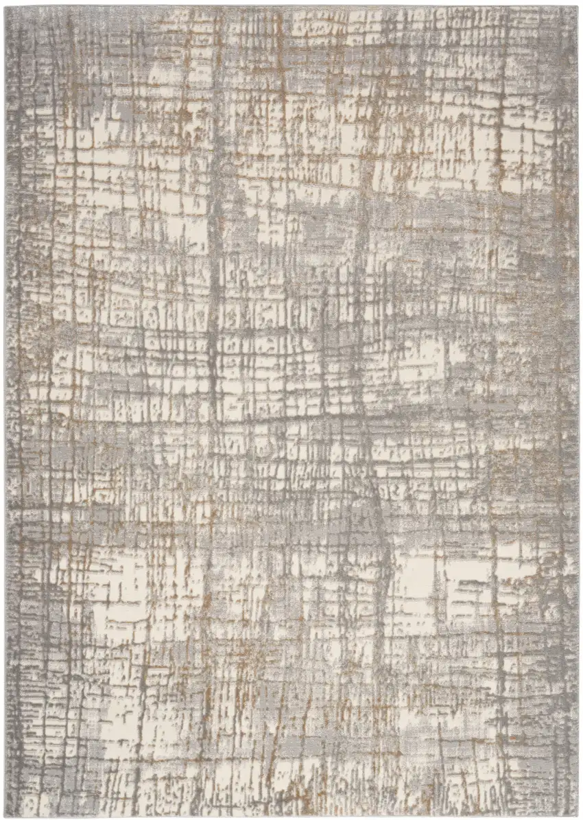 Ivory Abstract Power Loom Area Rug Photo 7