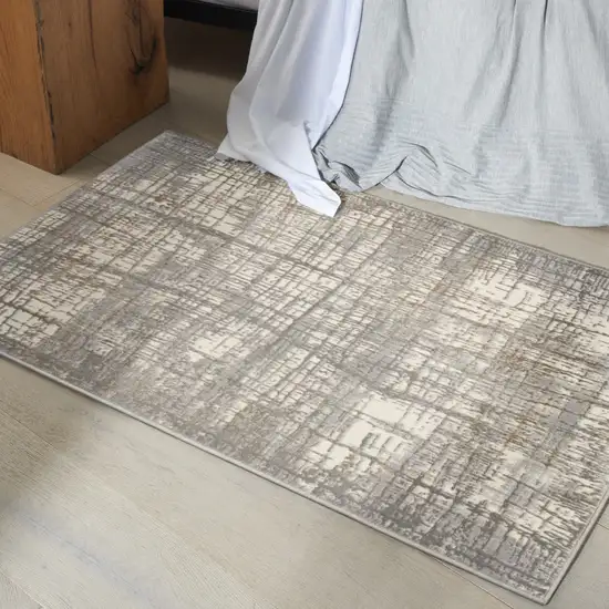 Ivory Abstract Power Loom Area Rug Photo 5