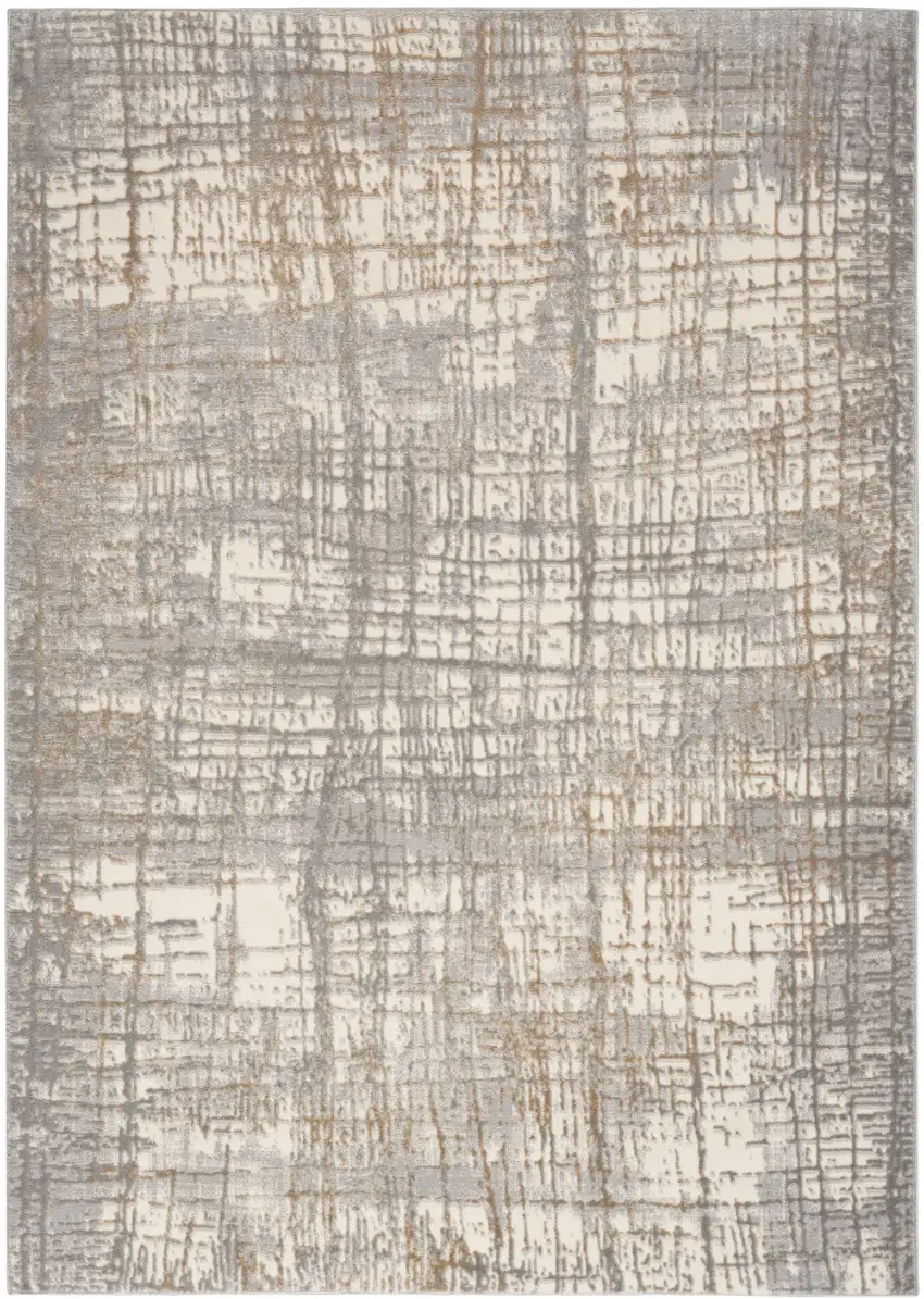Ivory Abstract Power Loom Area Rug Photo 6