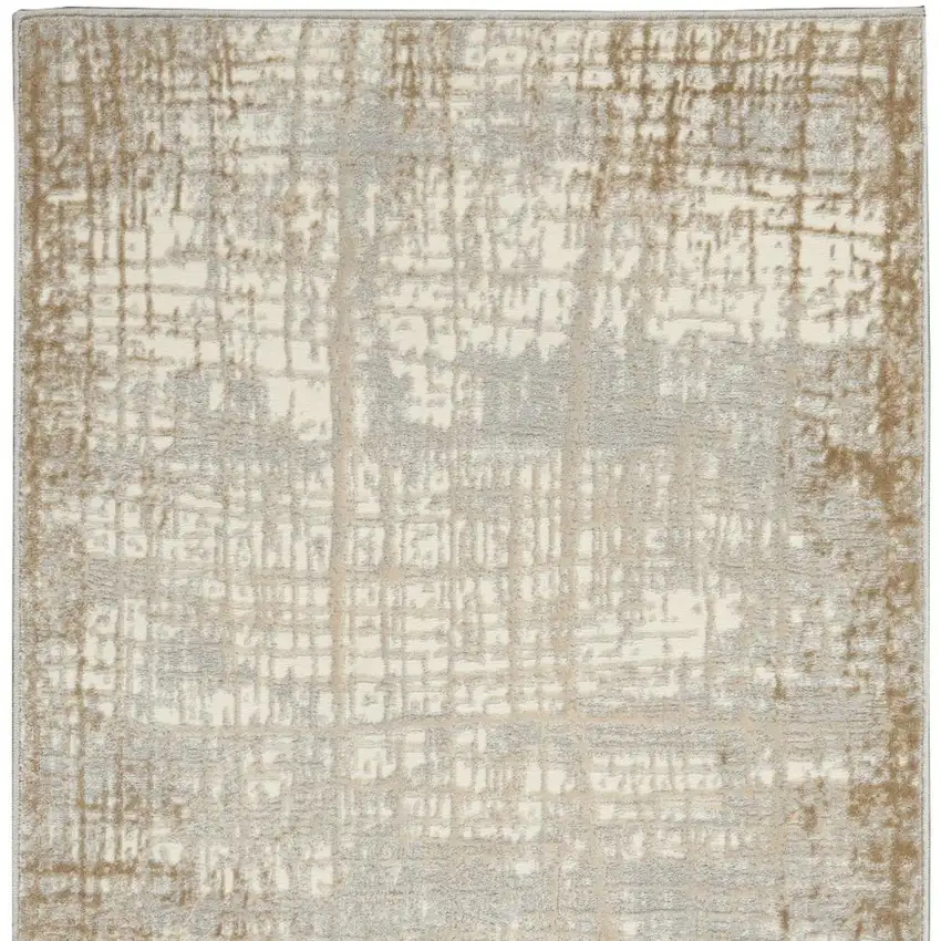 Ivory Abstract Power Loom Area Rug Photo 4