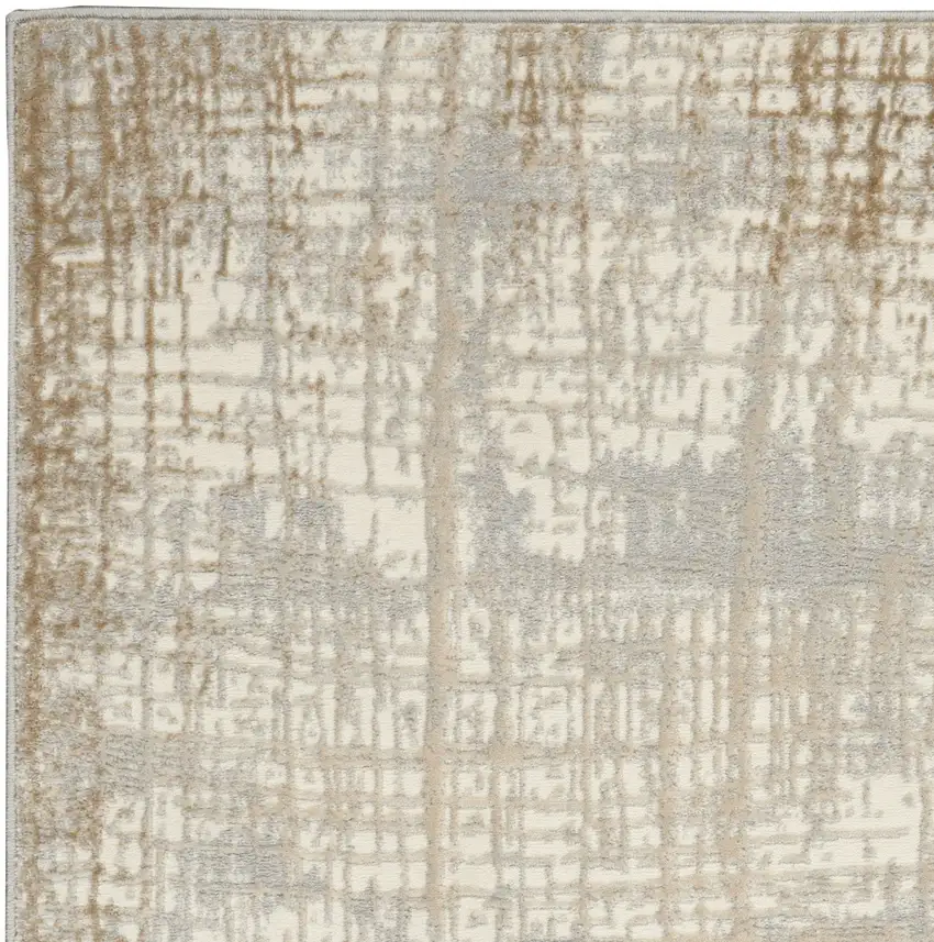 Ivory Abstract Power Loom Area Rug Photo 9