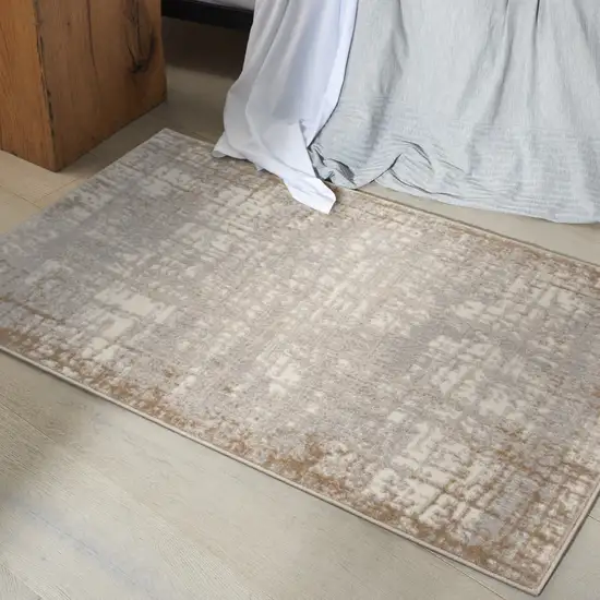 Ivory Abstract Power Loom Area Rug Photo 5