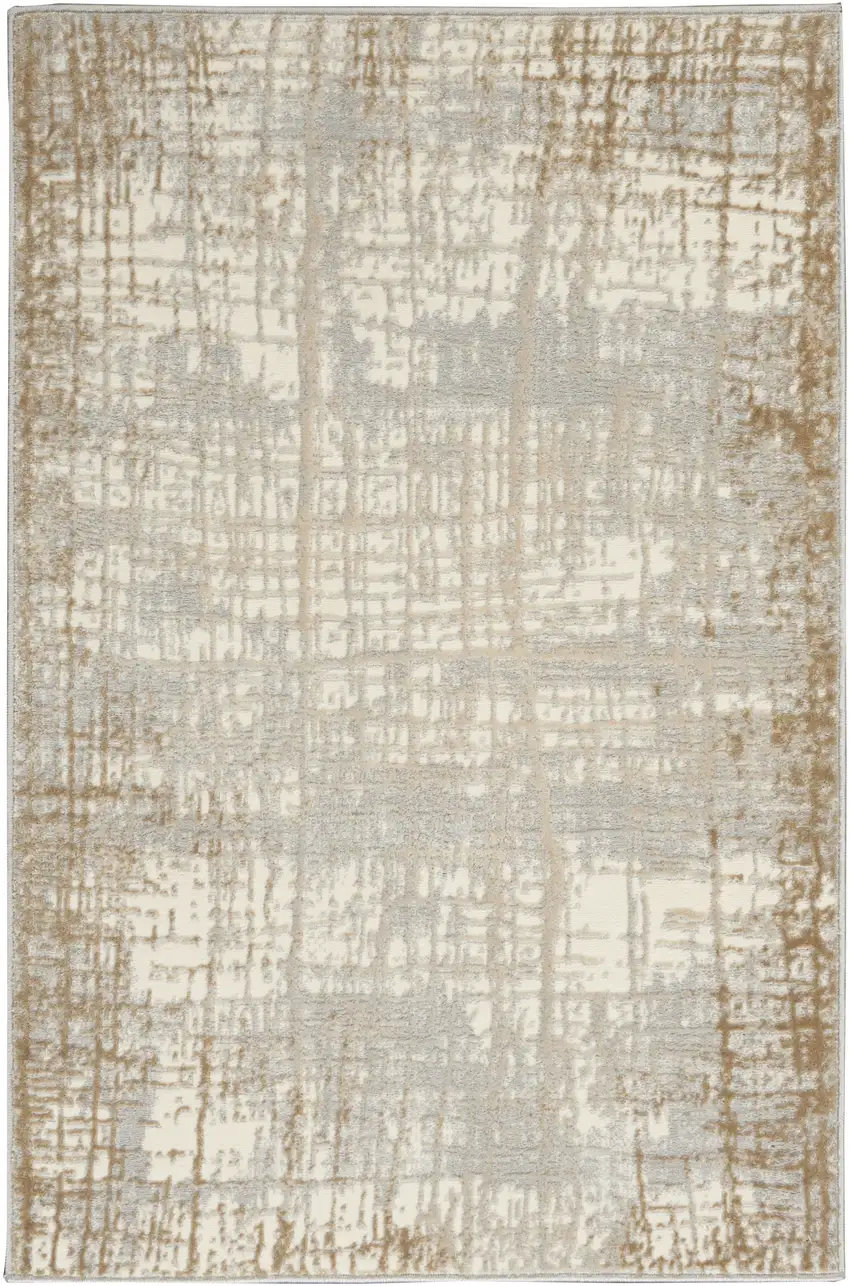 Ivory Abstract Power Loom Area Rug Photo 2