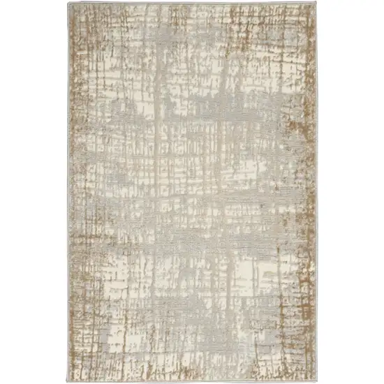 Ivory Abstract Power Loom Area Rug Photo 2