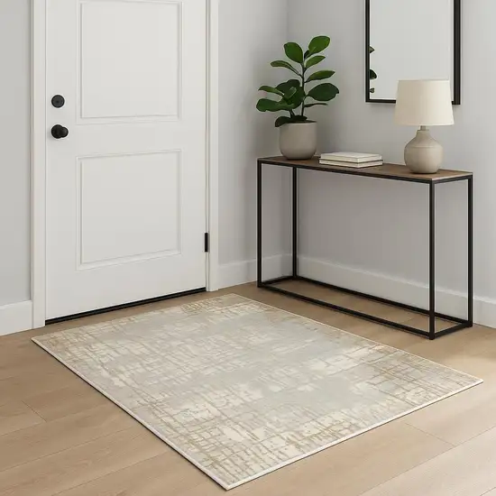 Ivory Abstract Power Loom Area Rug Photo 1